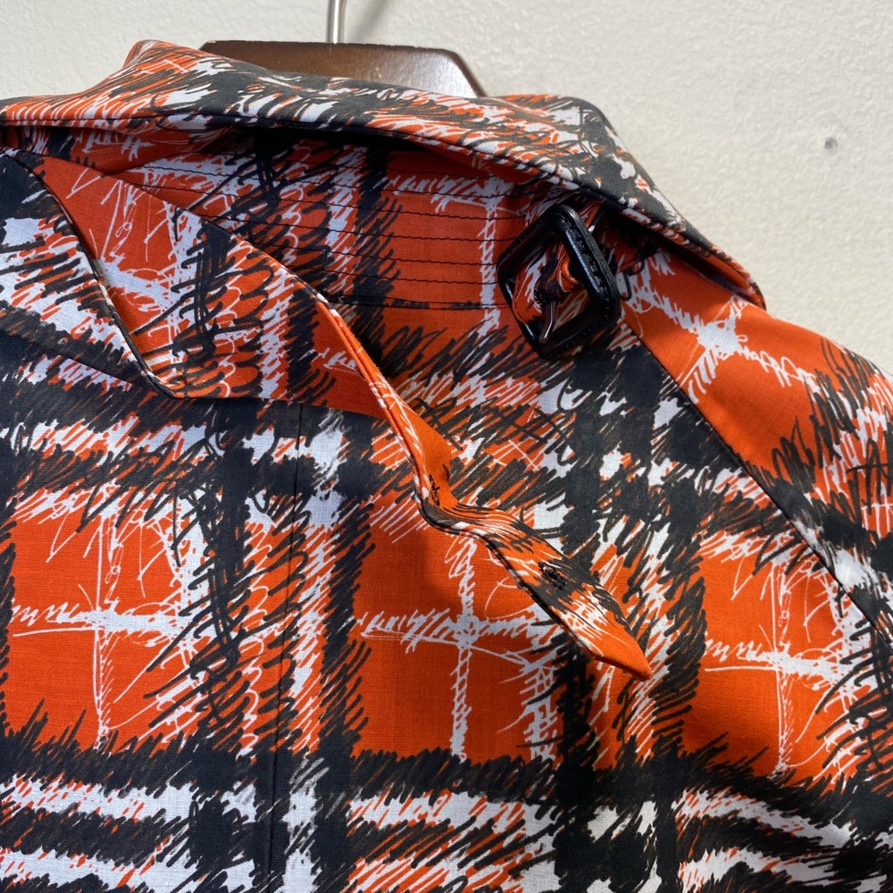 BURBERRY Scribble Check Car Coat In Bright Military Red Size 38 US (M) $4620 - Picture 3 of 15